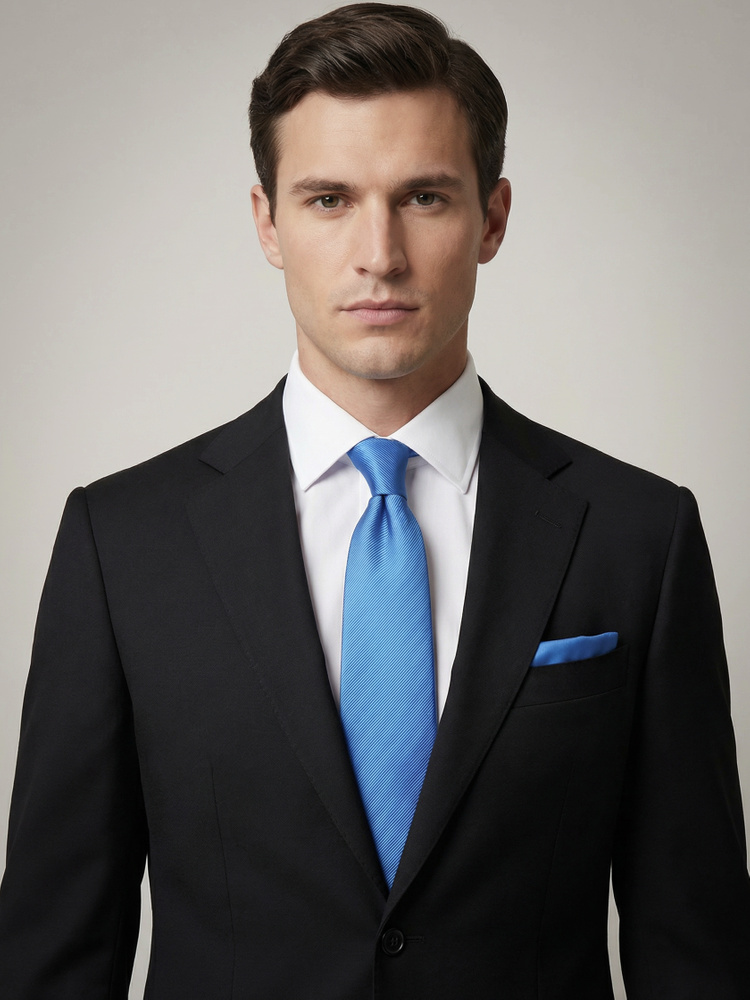 Óceánkék nyakkendő & díszzsebkendő