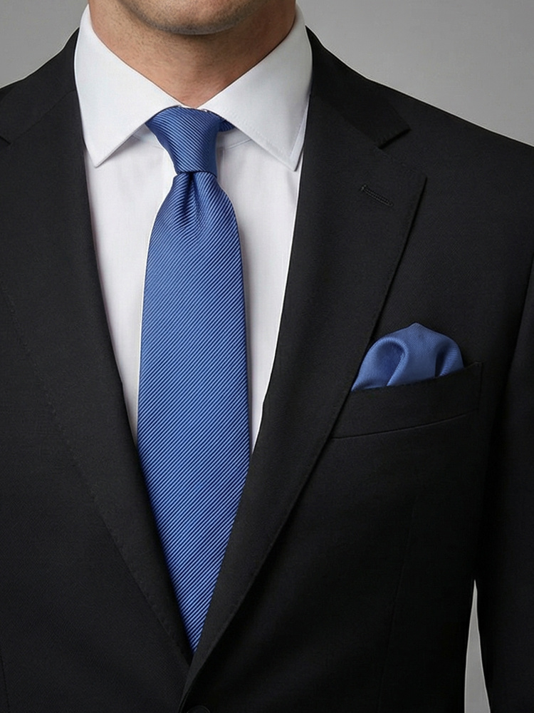 Ægæerblå slips & lommeklud