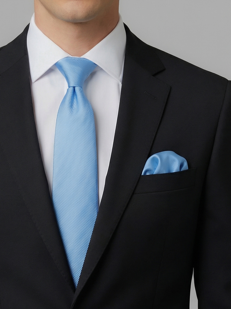 Világoskék nyakkendő & díszzsebkendő