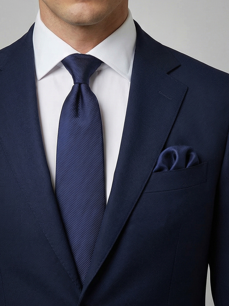 Mitternachtsblaue Krawatte & Einstecktuch