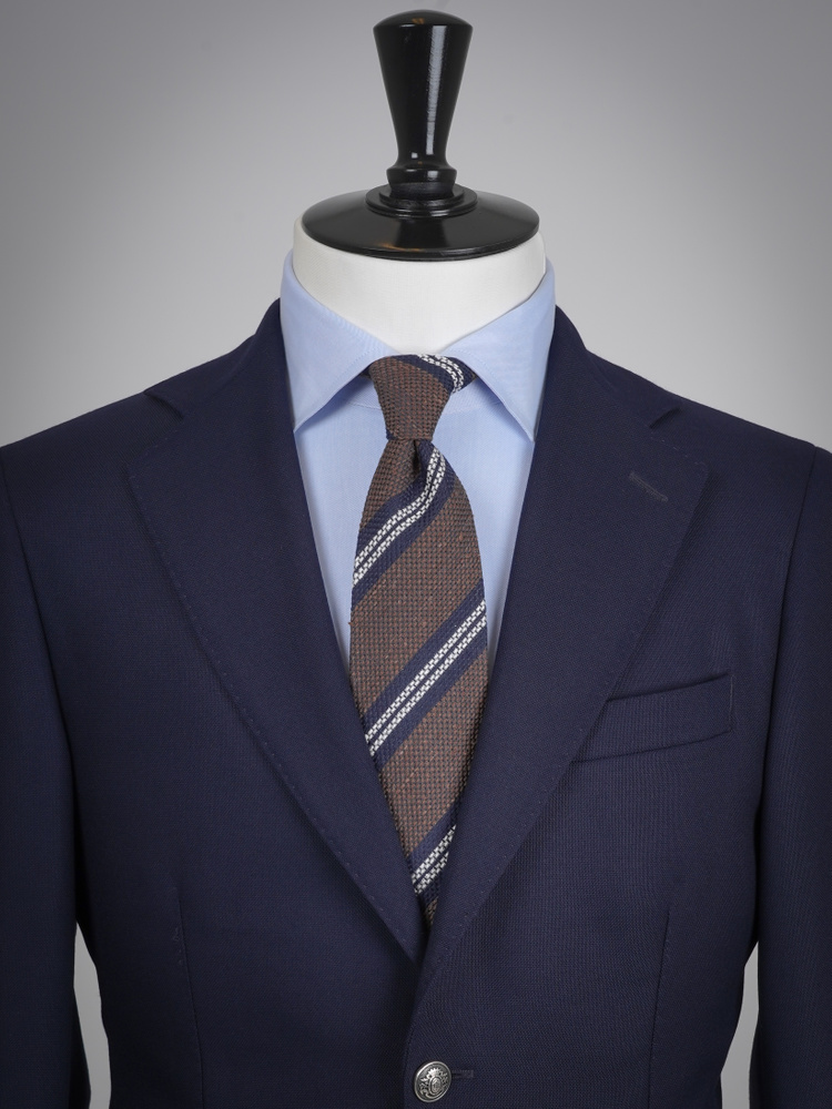 Brown striped shantung tie Milano