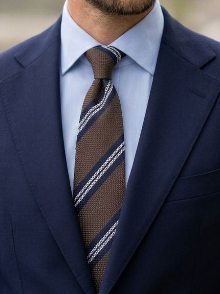 Braune gestreifte Shantung-Krawatte Milano