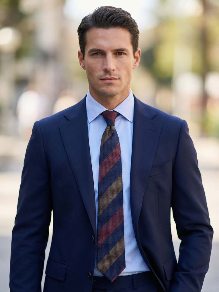 Striped shantung tie Cefalu