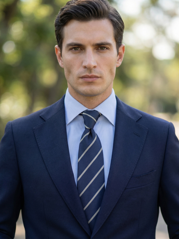 Mørkeblå stripete kashmirslips