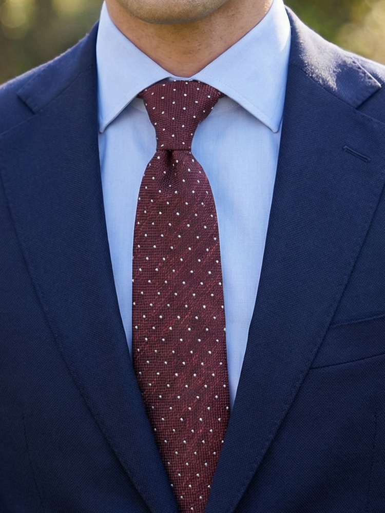 Vínová puntíkovaná shantungová kravata