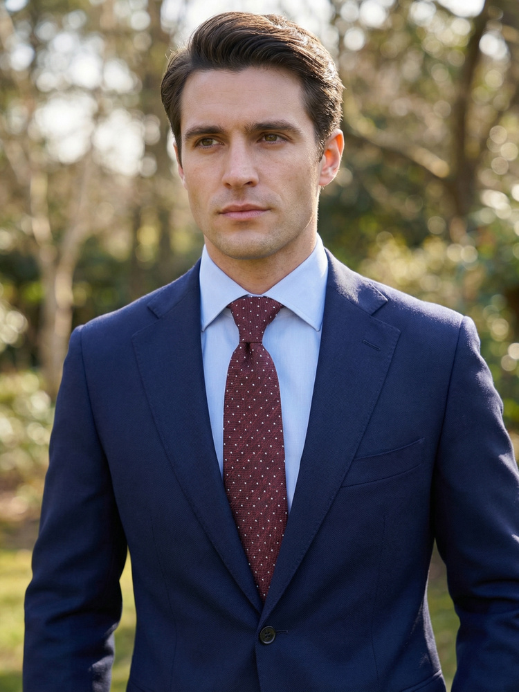 Vínová puntíkovaná shantungová kravata