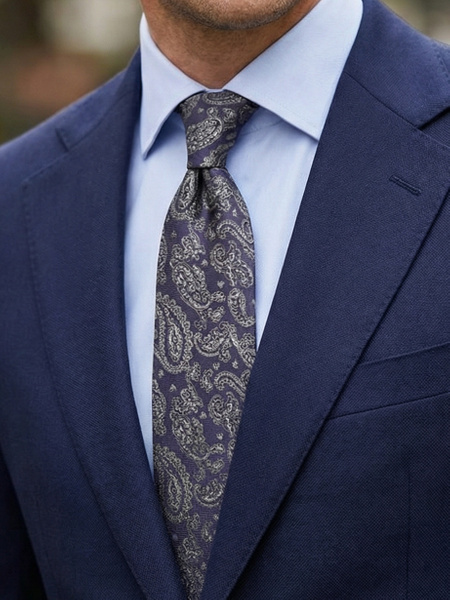 Mitternachtsblaue Paisley-Krawatte Cadore