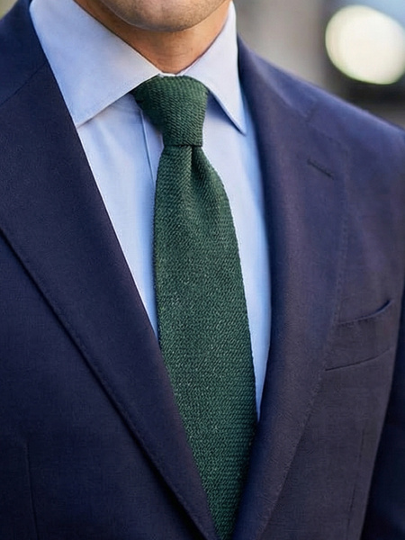 Green shantung grenadine tie