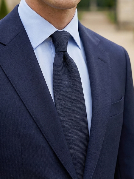 Mørkeblå slips kashmir grenadine