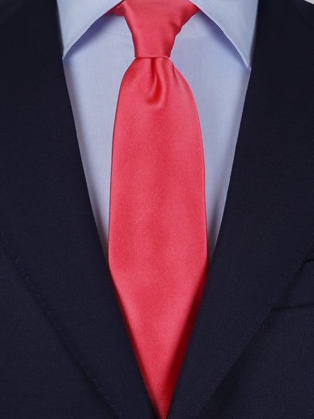 Coral satin tie