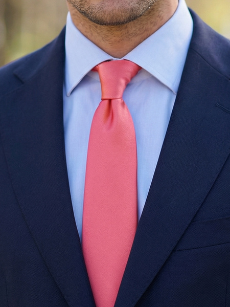 Coral satin tie