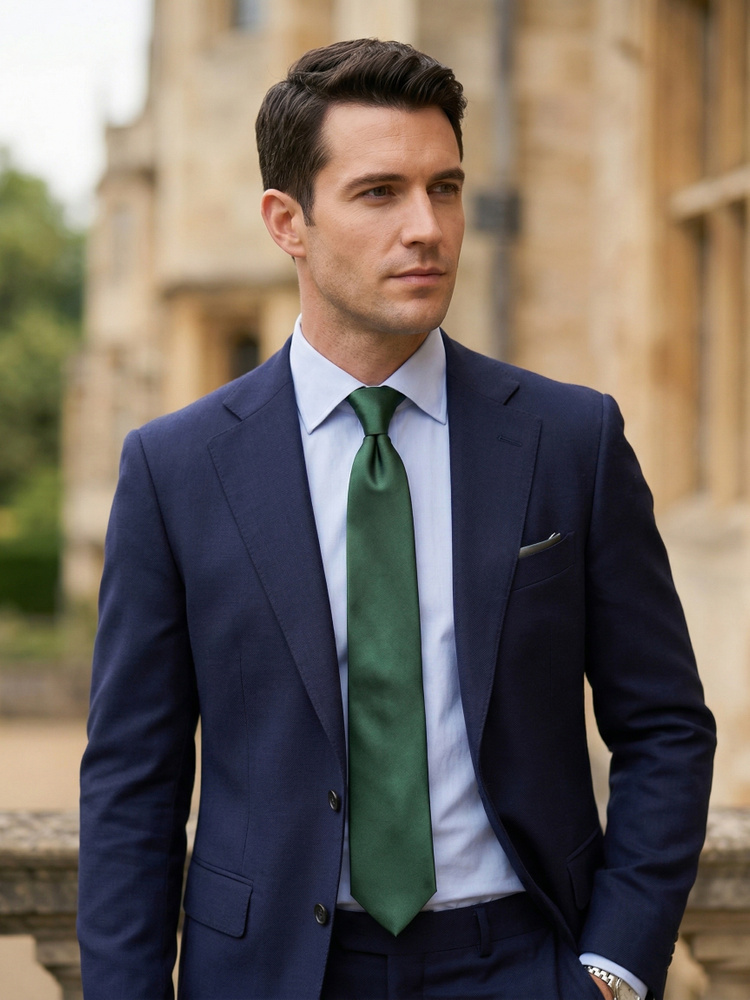 Dunkelgrüne Satin-Krawatte