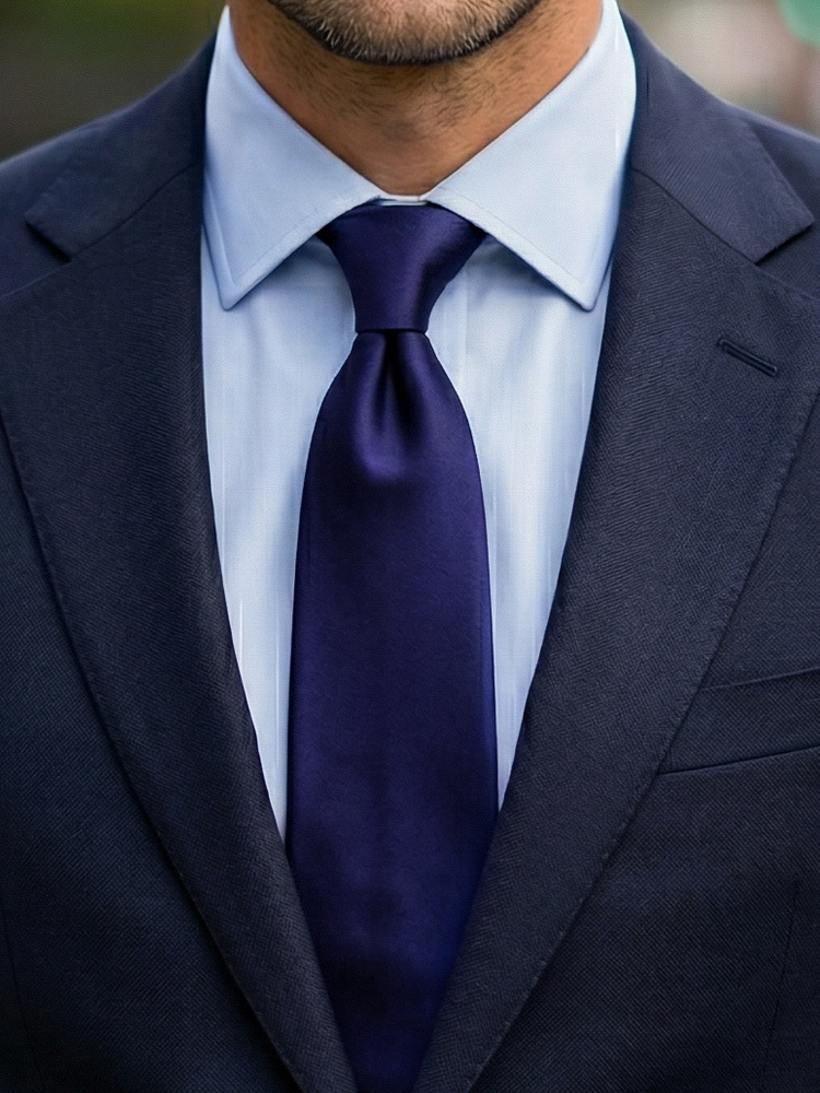 Midnight navy satin tie