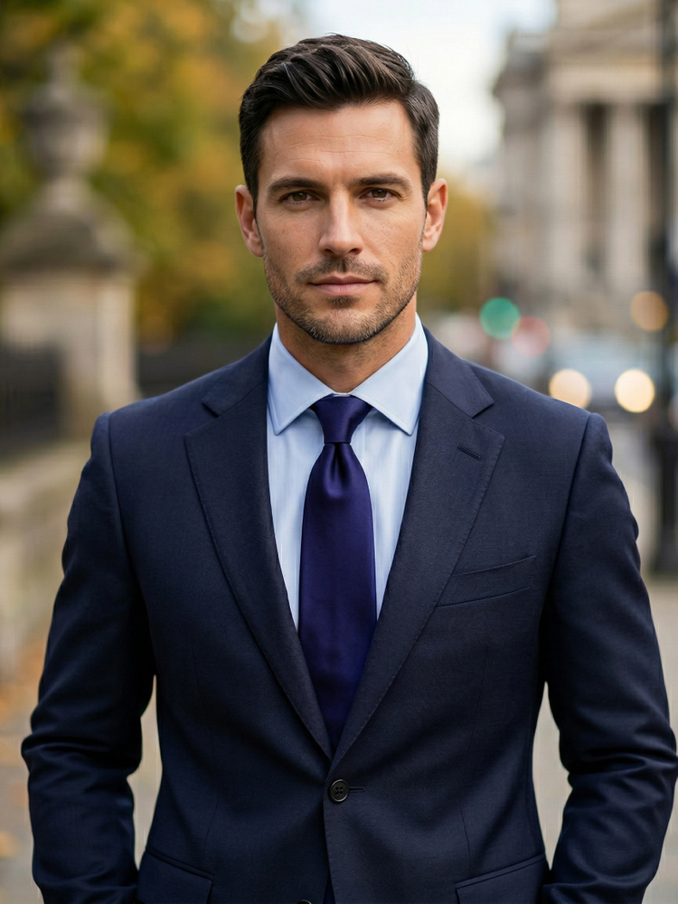 Midnight navy satin tie