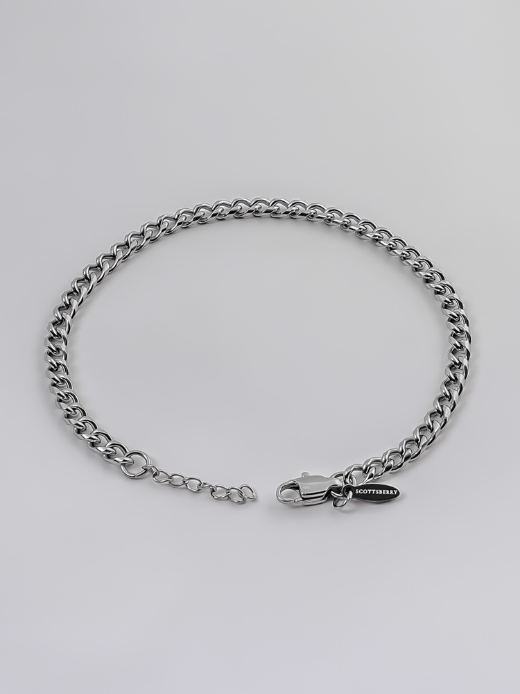 4 mm | Silberfarbenes Gliederarmband aus Edelstahl