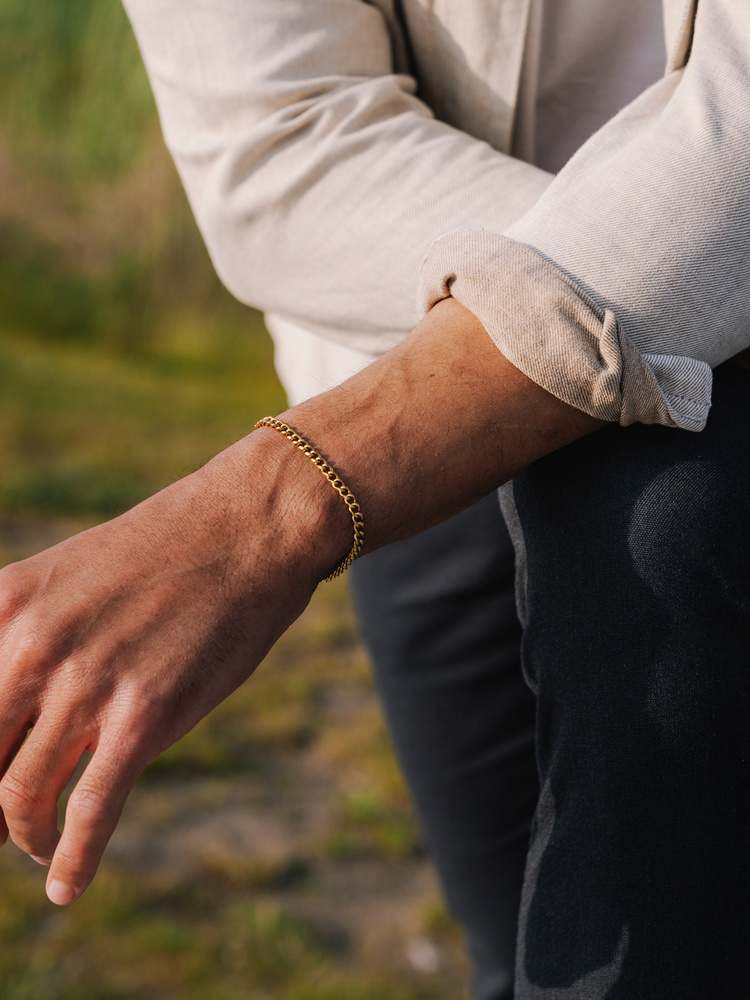 4 mm | Vergoldetes Gliederarmband aus Edelstahl