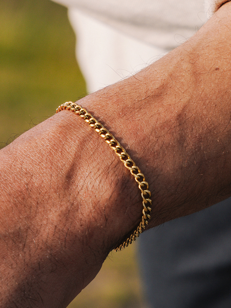 4 mm | Vergoldetes Gliederarmband aus Edelstahl