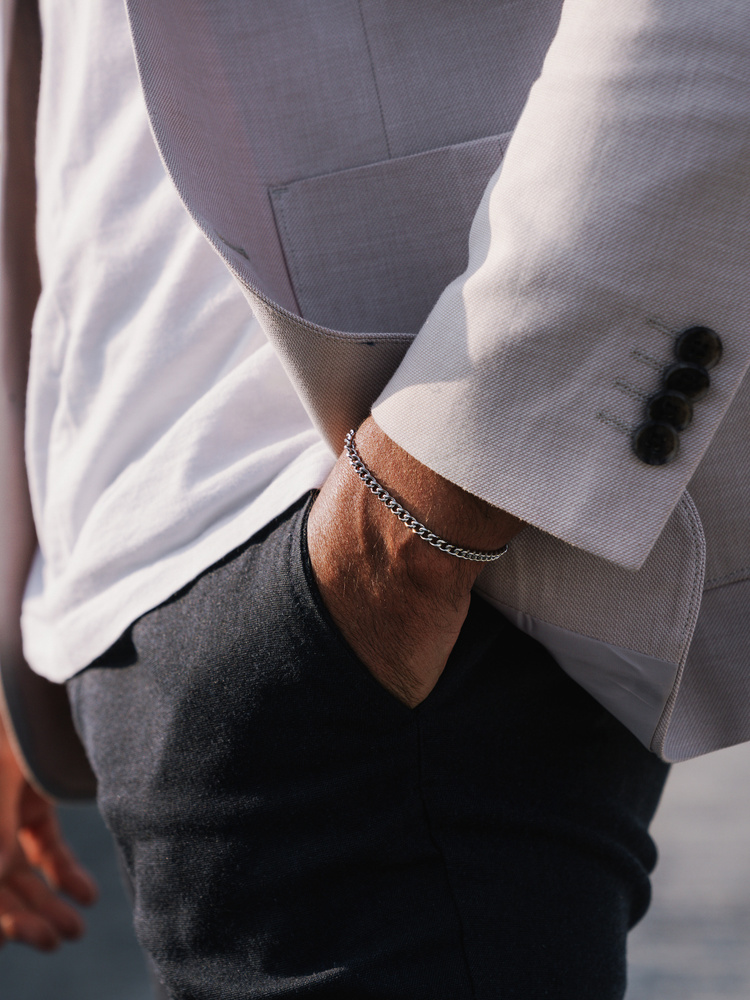 4 mm | Silberfarbenes Gliederarmband aus Edelstahl