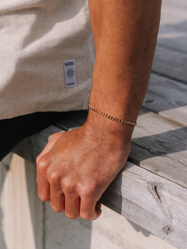 4 mm | Roségoldfarbenes Gliederarmband aus Edelstahl