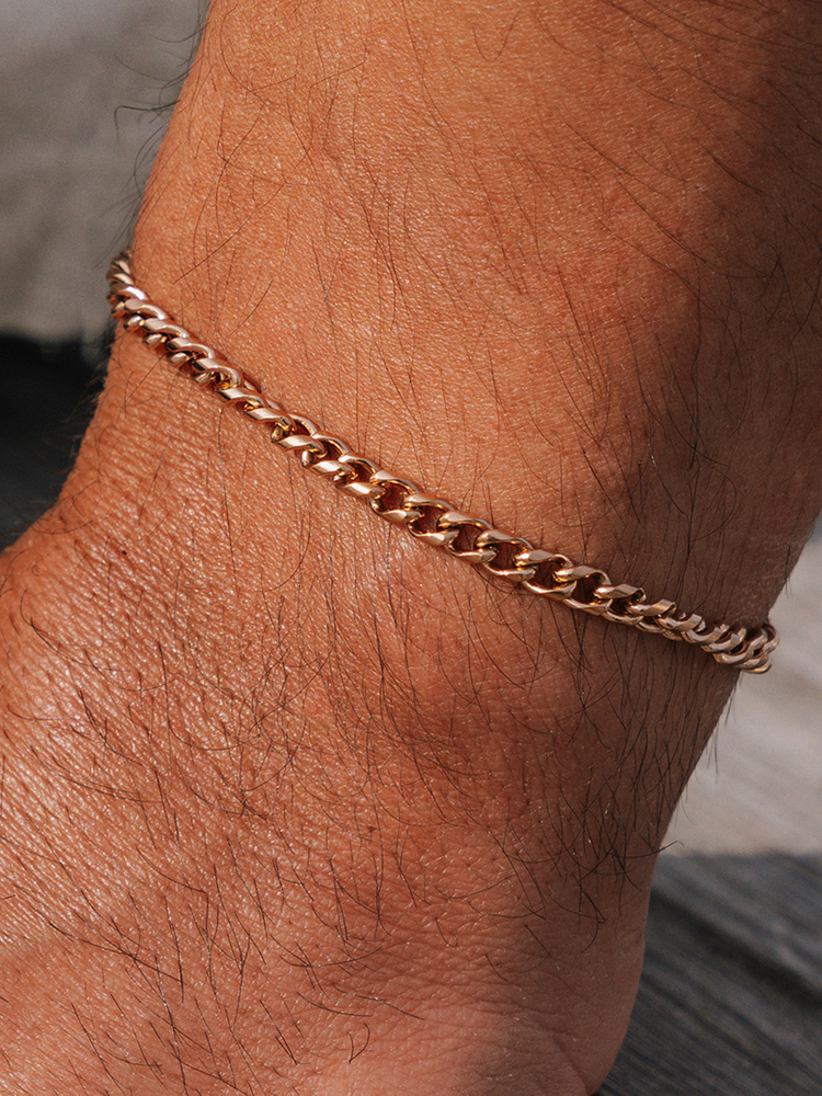 4 mm | Roségoldfarbenes Gliederarmband aus Edelstahl