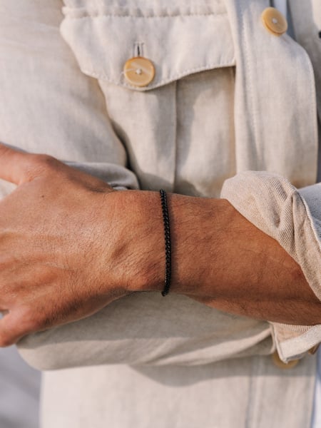 4 mm | Zwarte schakelarmband roestvrij staal