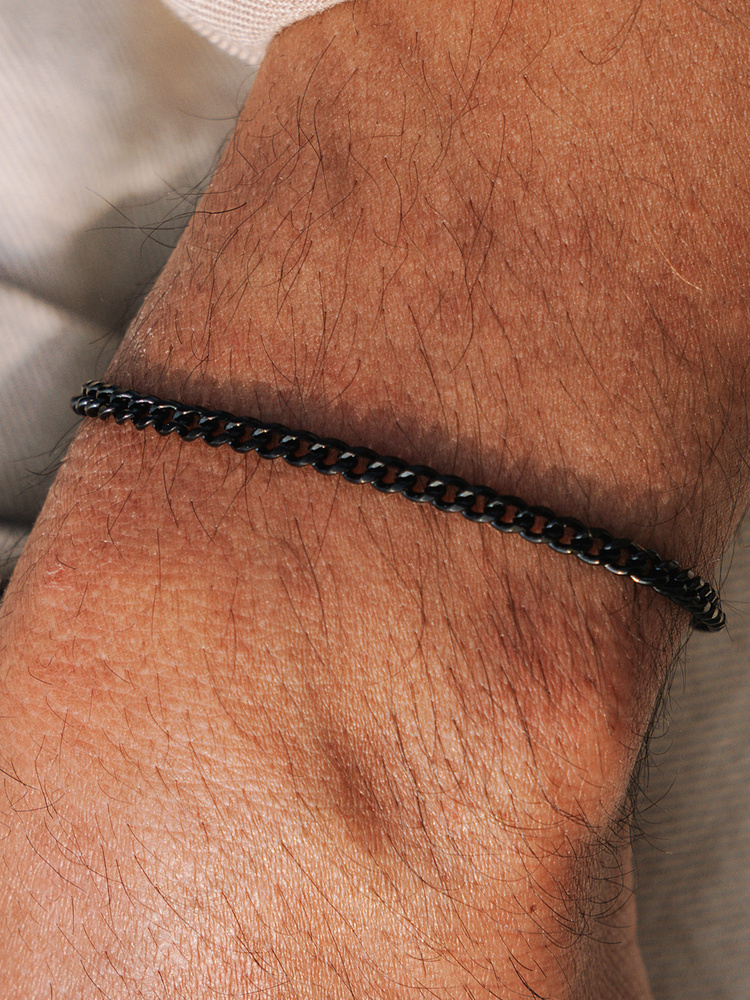4 mm | Schwarzes Gliederarmband aus Edelstahl