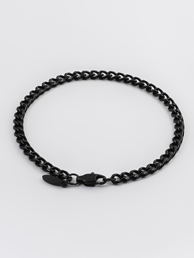 4 mm | Schwarzes Gliederarmband aus Edelstahl