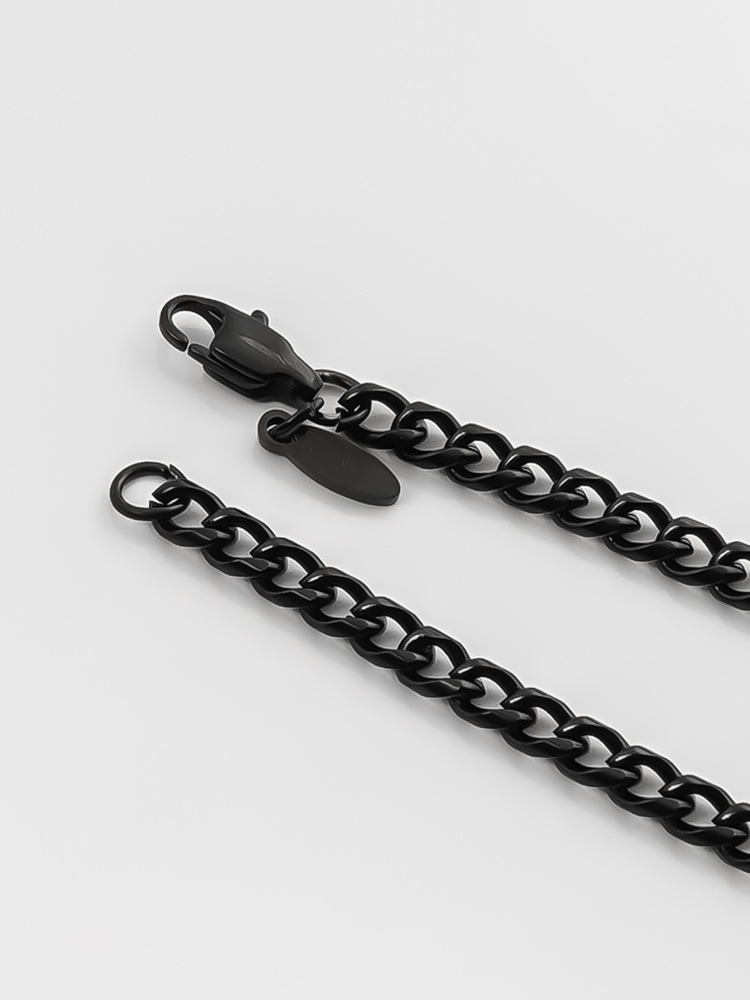 4 mm | Schwarzes Gliederarmband aus Edelstahl