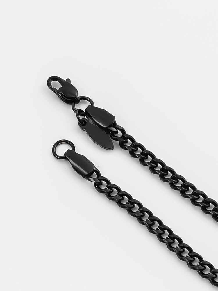 3 mm | Schwarzes Gliederarmband aus Edelstahl