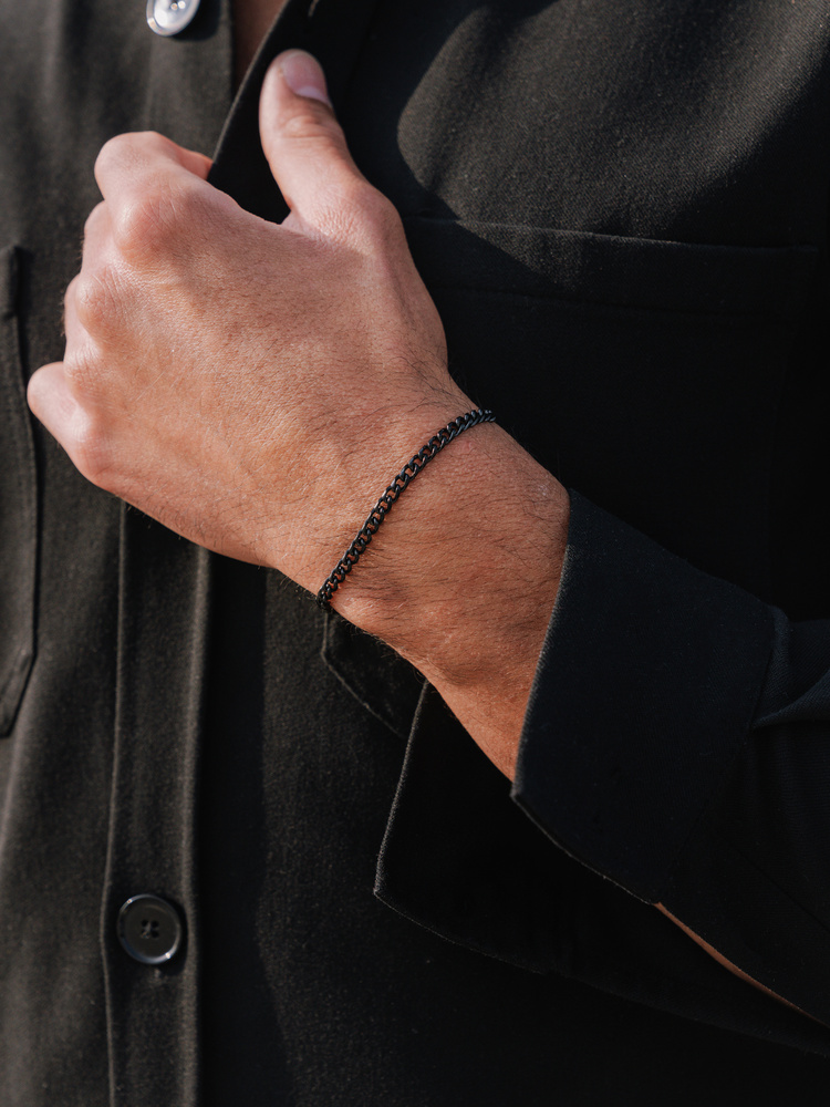3 mm | Schwarzes Gliederarmband aus Edelstahl