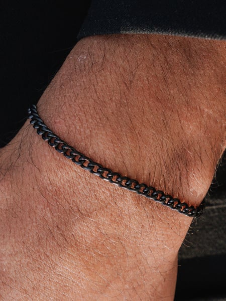 3 mm | Schwarzes Gliederarmband aus Edelstahl