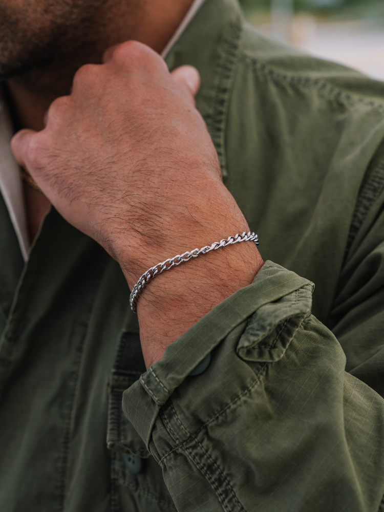 5 mm | Silberfarbenes Gliederarmband aus Edelstahl