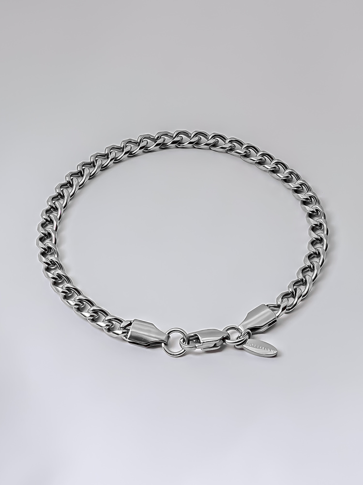 5 mm | Silberfarbenes Gliederarmband aus Edelstahl