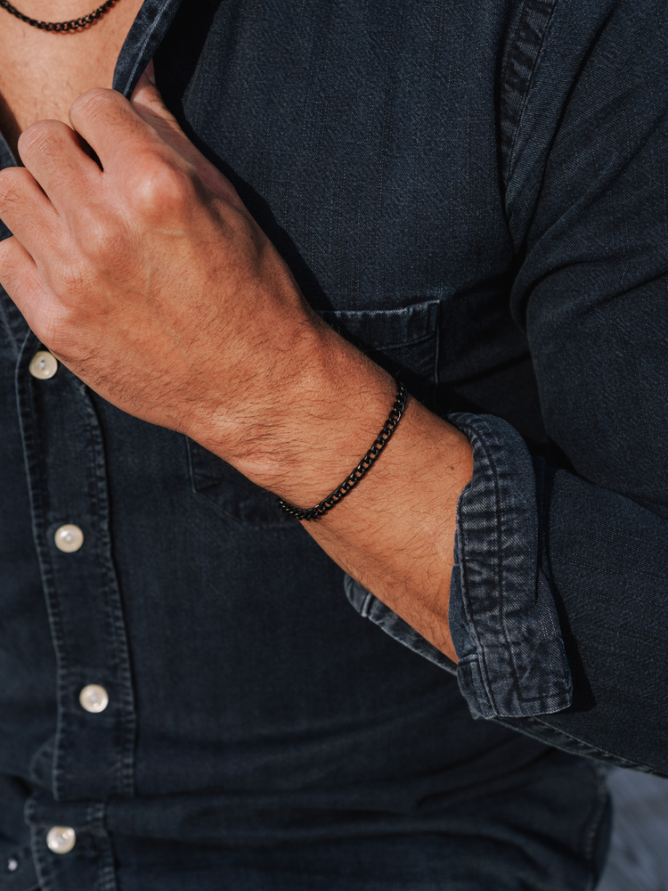 5 mm | Schwarzes Gliederarmband aus Edelstahl