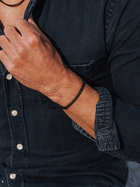 5 mm | Zwarte schakelarmband roestvrij staal