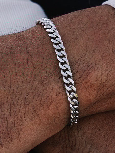 7 mm | Silberfarbenes Gliederarmband aus Edelstahl