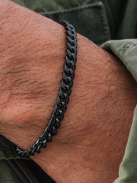 7 mm | Schwarzes Gliederarmband aus Edelstahl