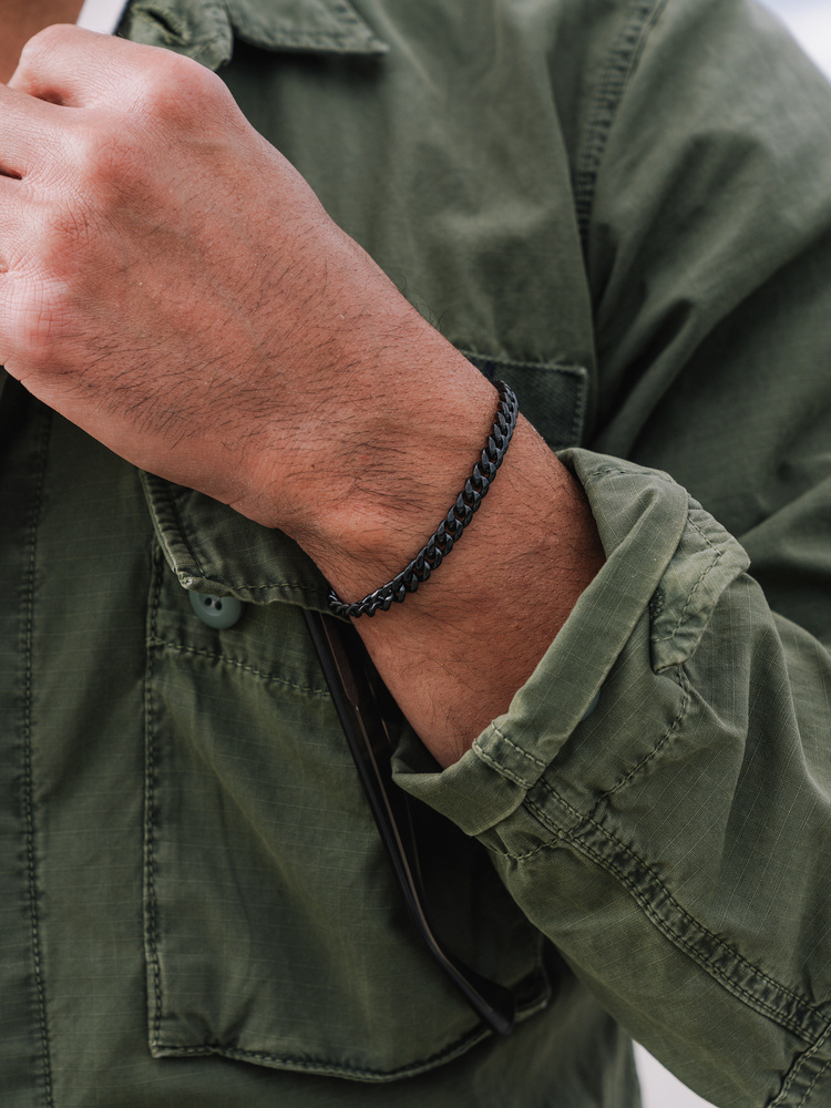 7 mm | Schwarzes Gliederarmband aus Edelstahl