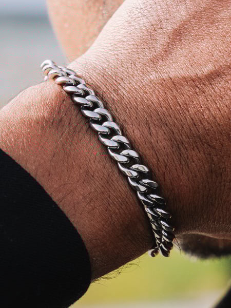 8 mm | Silberfarbenes Gliederarmband aus Edelstahl
