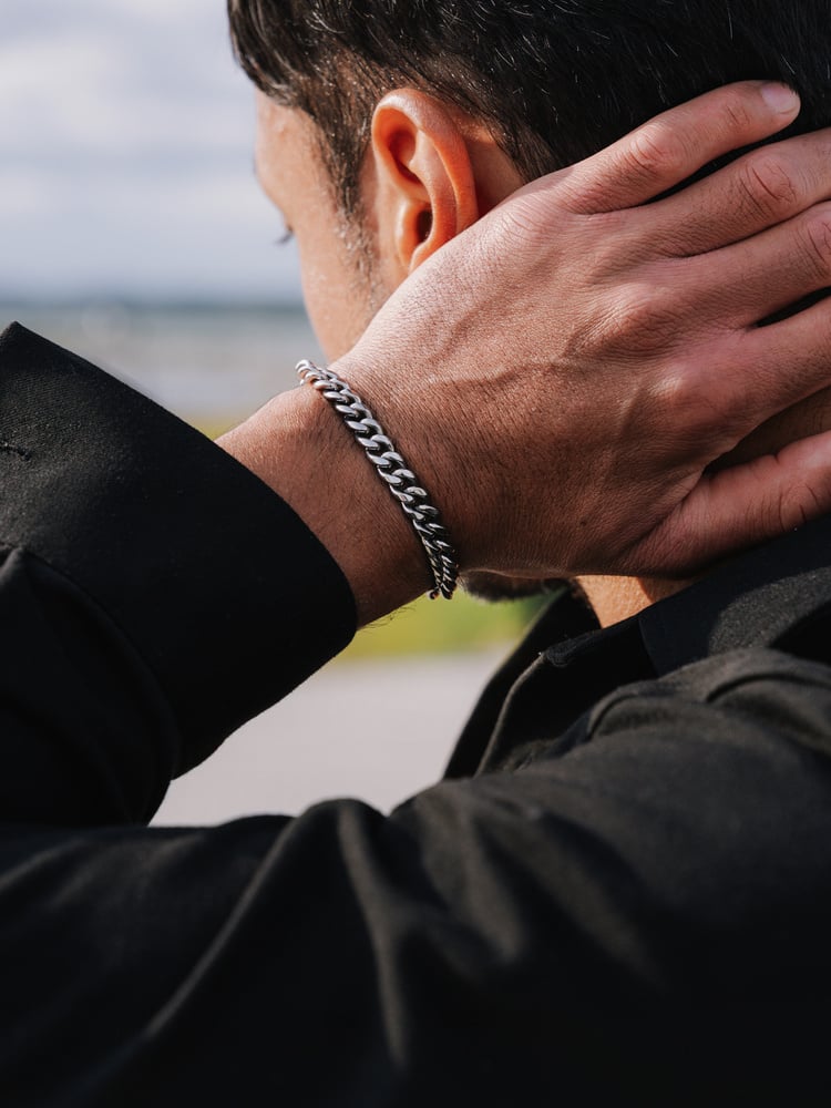 8 mm | Silberfarbenes Gliederarmband aus Edelstahl