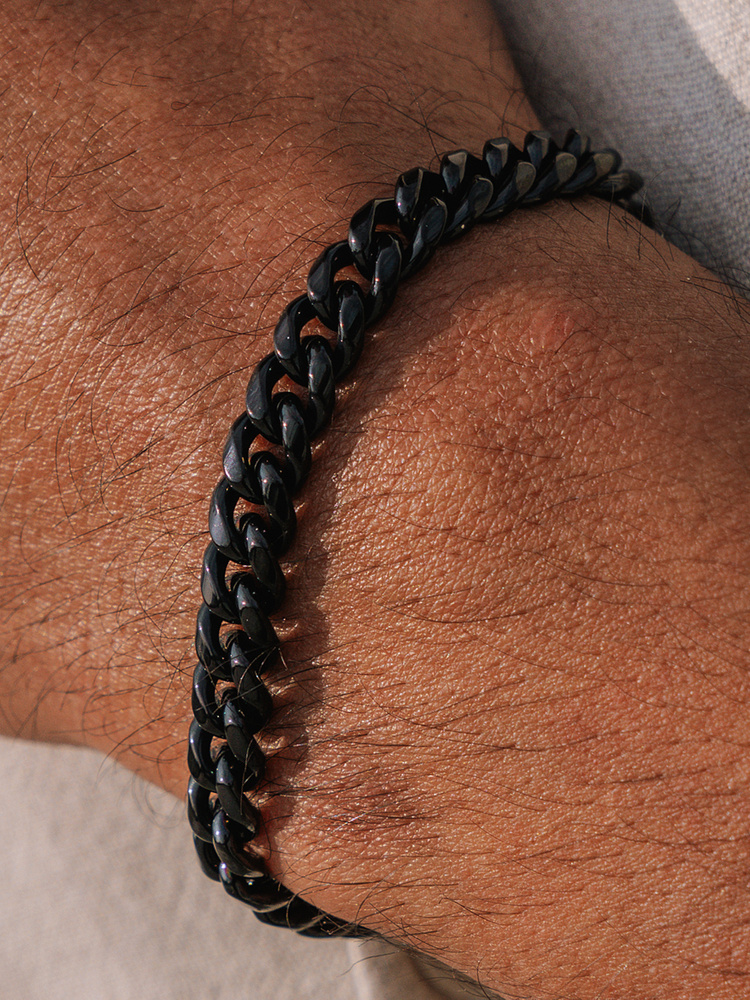 8 mm | Schwarzes Gliederarmband aus Edelstahl