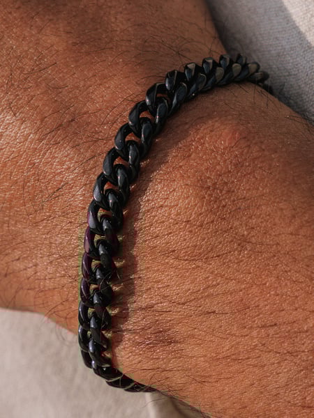 8 mm | Schwarzes Gliederarmband aus Edelstahl