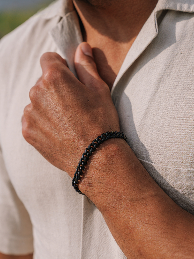 8 mm | Schwarzes Gliederarmband aus Edelstahl