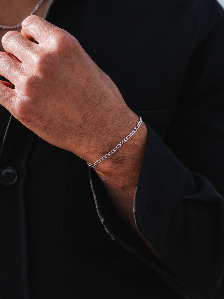 3 mm | Silberfarbenes Gliederarmband aus Edelstahl