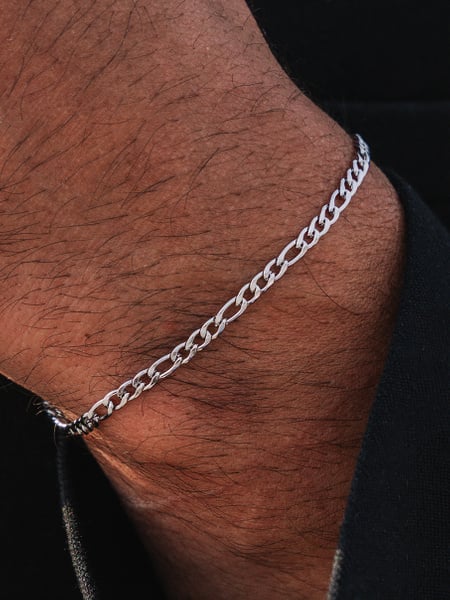 3 mm | Silberfarbenes Gliederarmband aus Edelstahl
