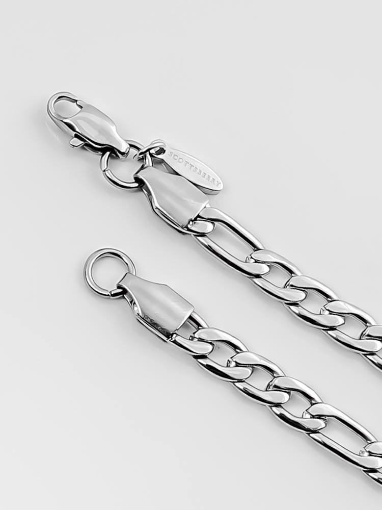 5 mm | Silberfarbenes Gliederarmband aus Edelstahl