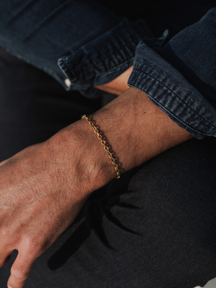 4 mm | Vergoldetes Gliederarmband aus Edelstahl