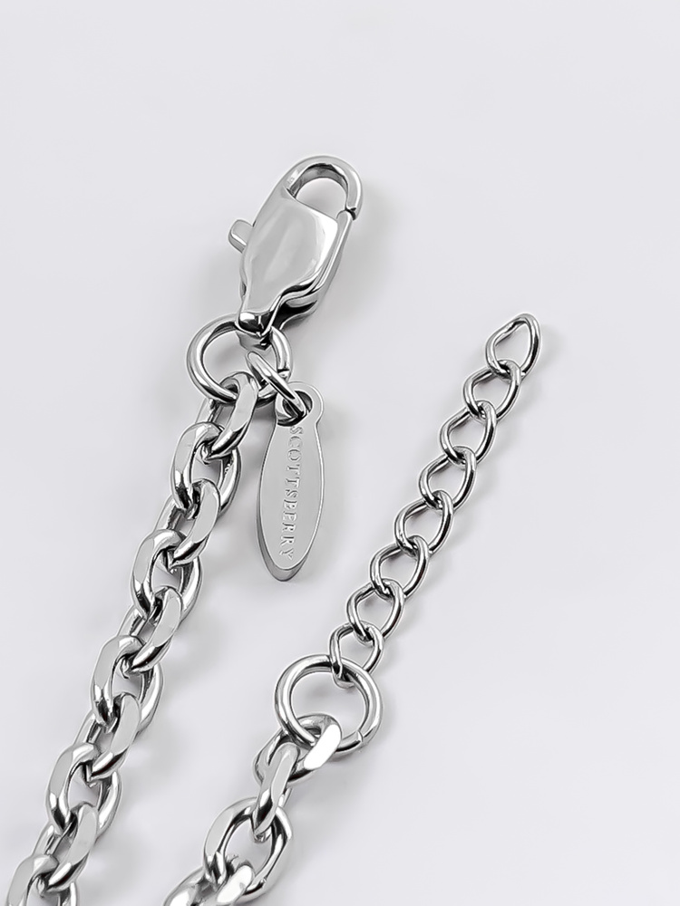 4 mm | Silberfarbenes Gliederarmband aus Edelstahl