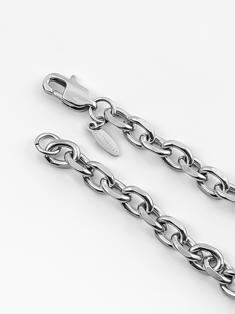 6 mm | Silberfarbenes Gliederarmband aus Edelstahl
