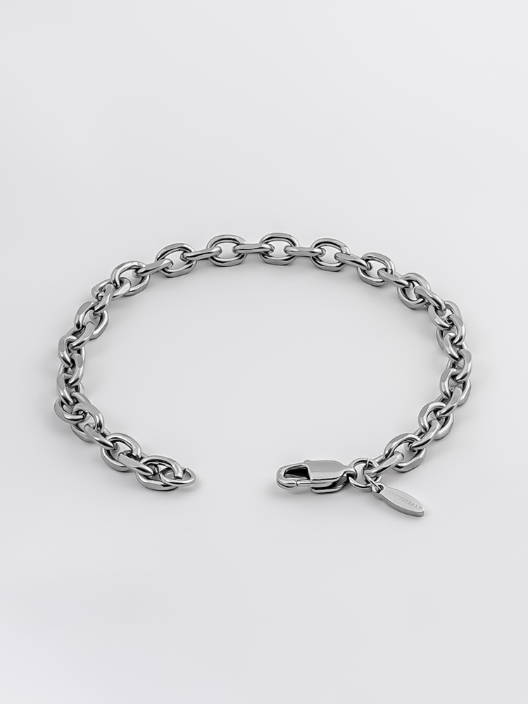 6 mm | Silberfarbenes Gliederarmband aus Edelstahl